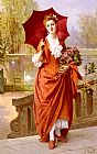 Joseph Caraud The Red Parasol painting